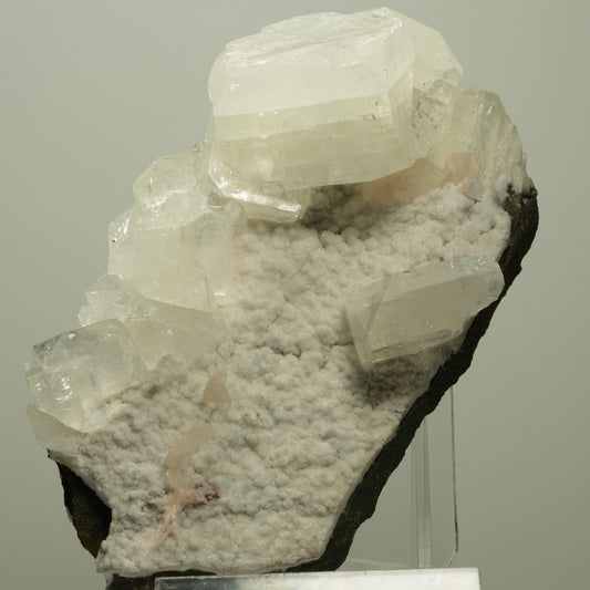 XL Transparenter Apophyllit mit Stilbit auf weißer Matrix Poona, Indien 126*68*60mm #14726