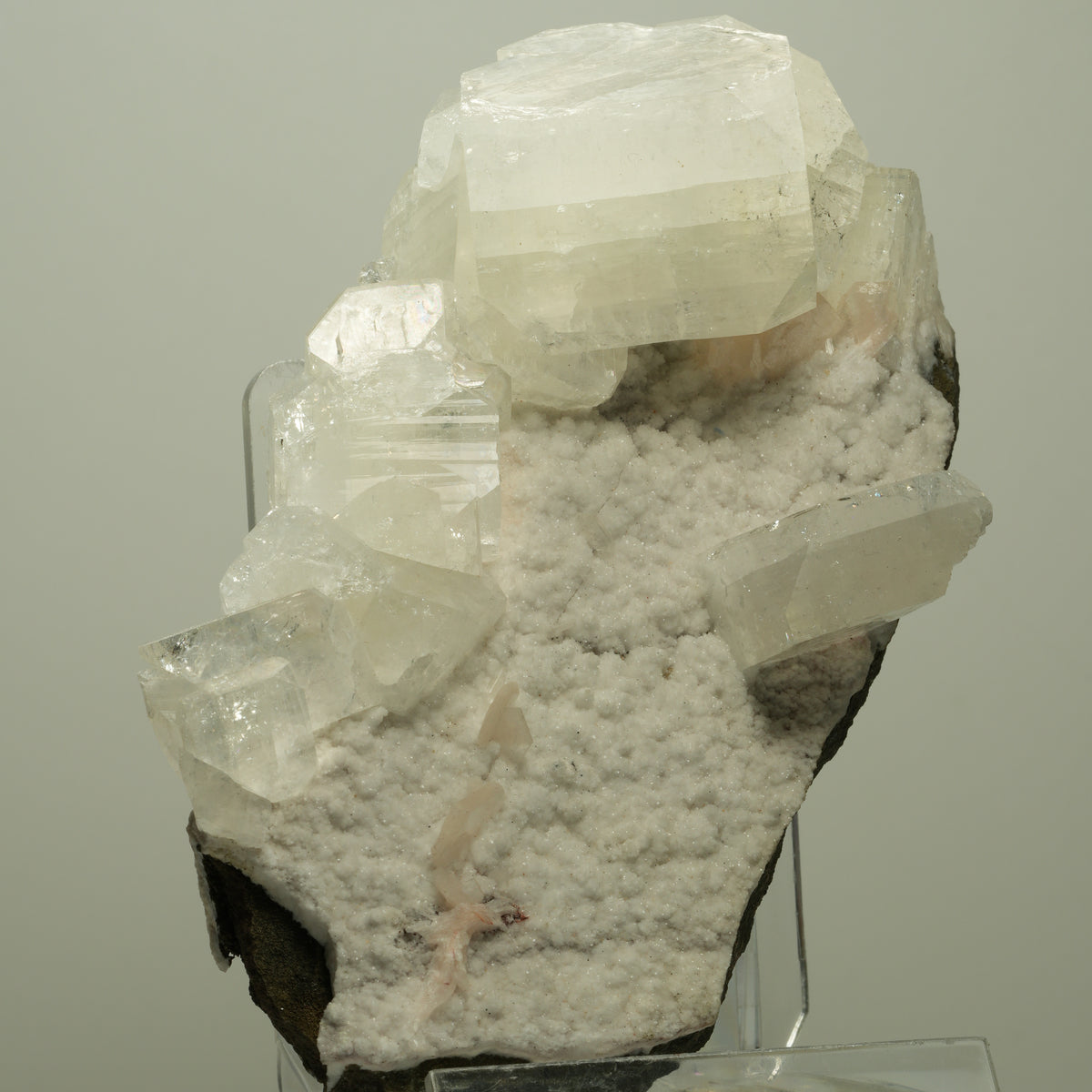 XL Transparenter Apophyllit mit Stilbit auf weißer Matrix Poona, Indien 126*68*60mm #14726