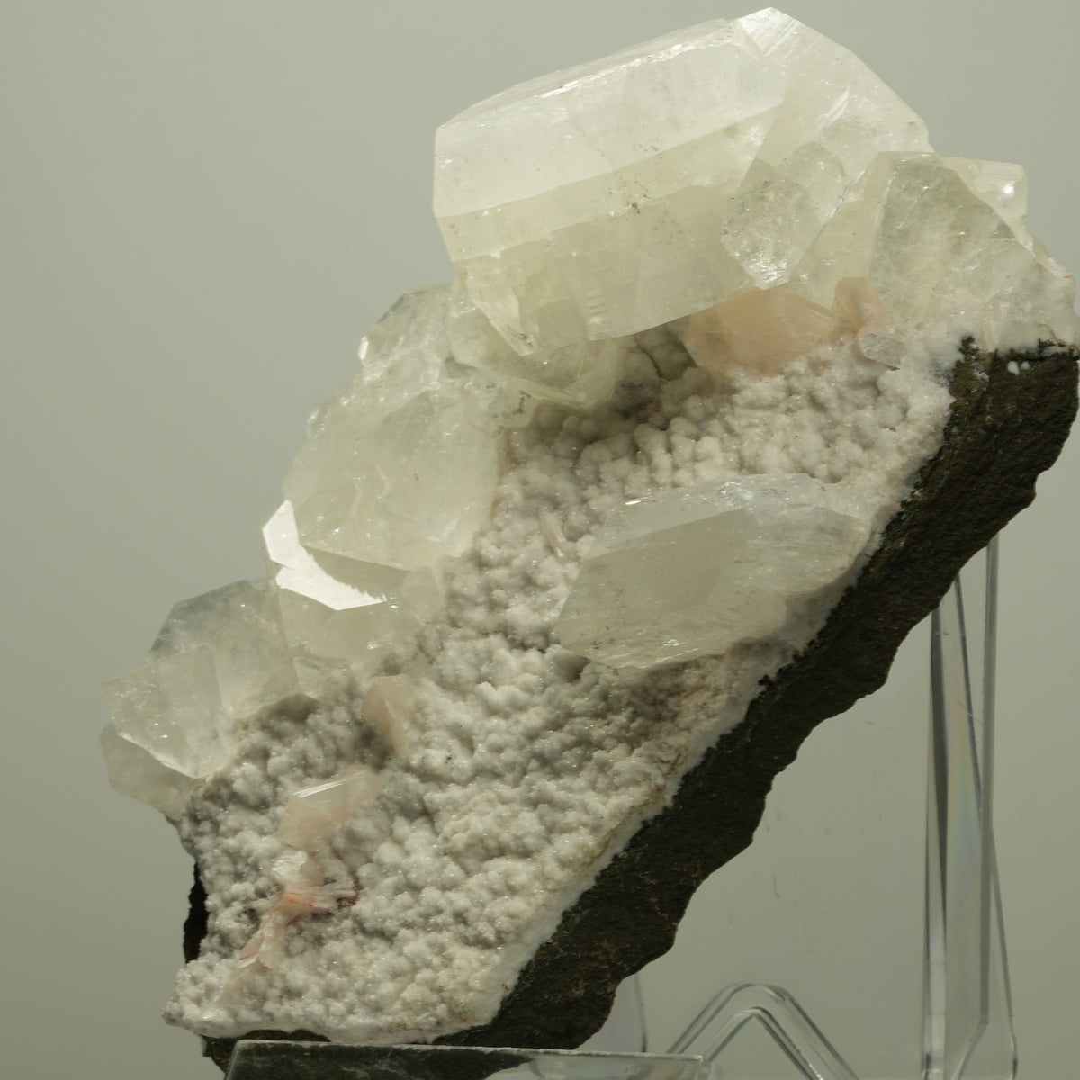 XL Transparenter Apophyllit mit Stilbit auf weißer Matrix Poona, Indien 126*68*60mm #14726