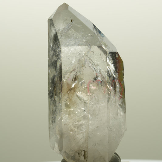 Enhydro Skelett Rauchquarz Spitze mit Prehnit, 1x Blase Streep Mine, Namibia 63*29*24mm #14752
