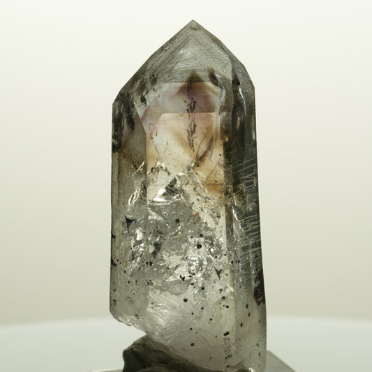 Harlekin Lemurian Phantom Amethyst mit Analcim Streep Mine, Goboboseb, Namibia 55*22*17mm #14781