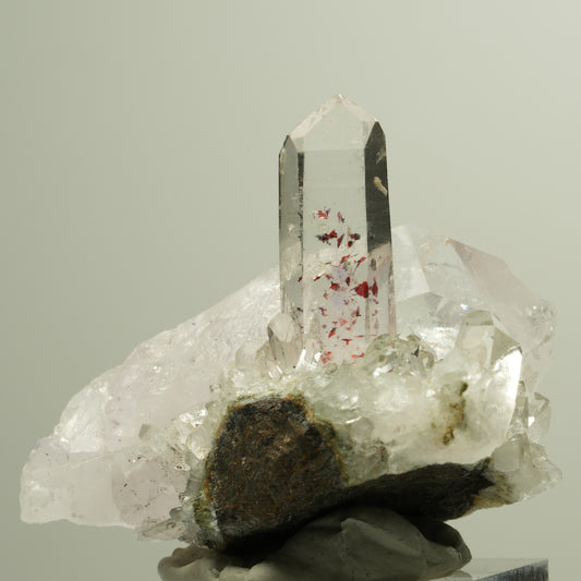 Harlekin Lemurian Phantom Amethyst, Prehnit auf Matrix Streep Mine Namibia 49*36*35mm #14786