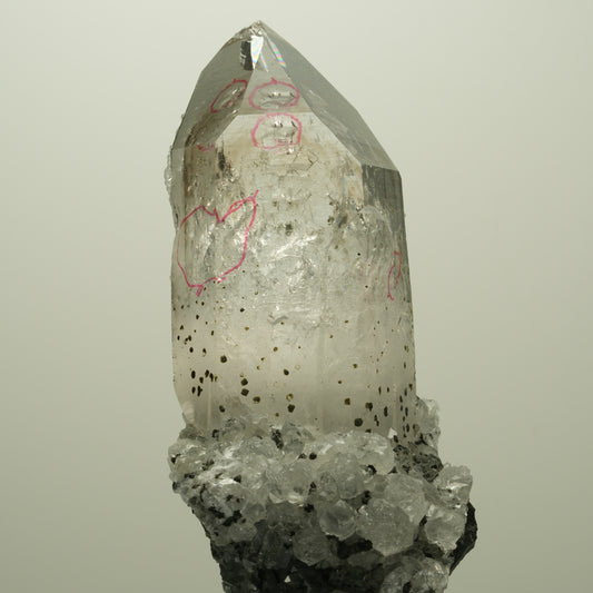 XL Enhydro Rauchquarz, Analcim, Hämatit, Calcit, 3x Blase Streep Mine Namibia 104*52*52mm #14789