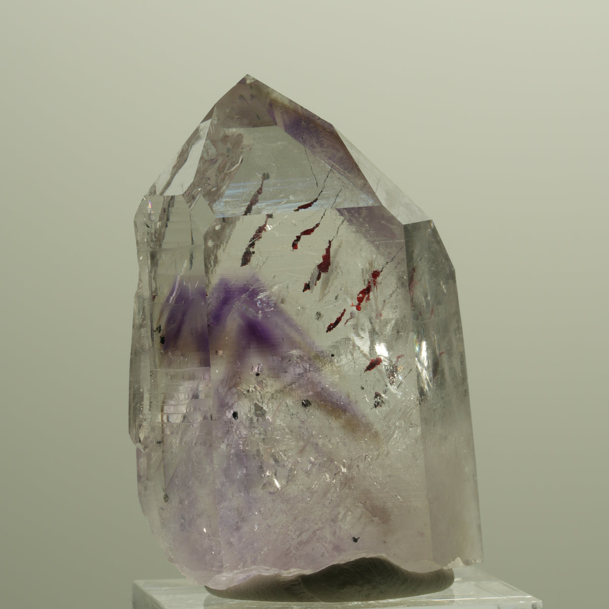 Harlekin Lemurian Phantom Amethyst Spitze Streep Mine, Goboboseb, Namibia 42*28*18mm #14795