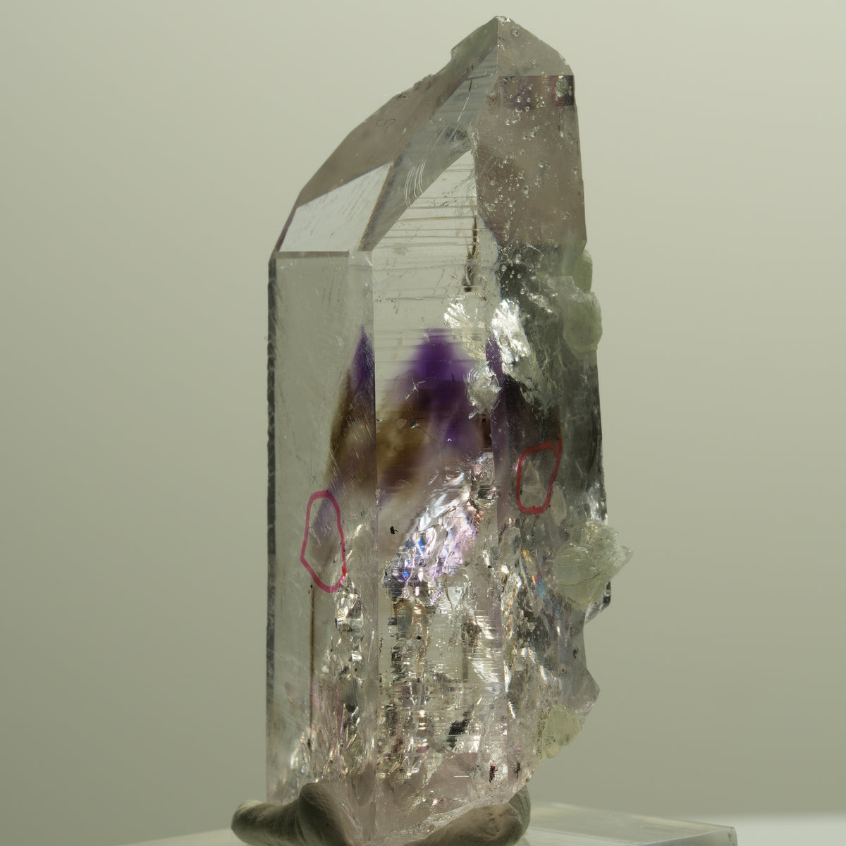 Enhydro Lemurian Phantom Amethyst Analcim Prehnit 2x Blase Streep Mine Namibia 52*24*17mm #14797