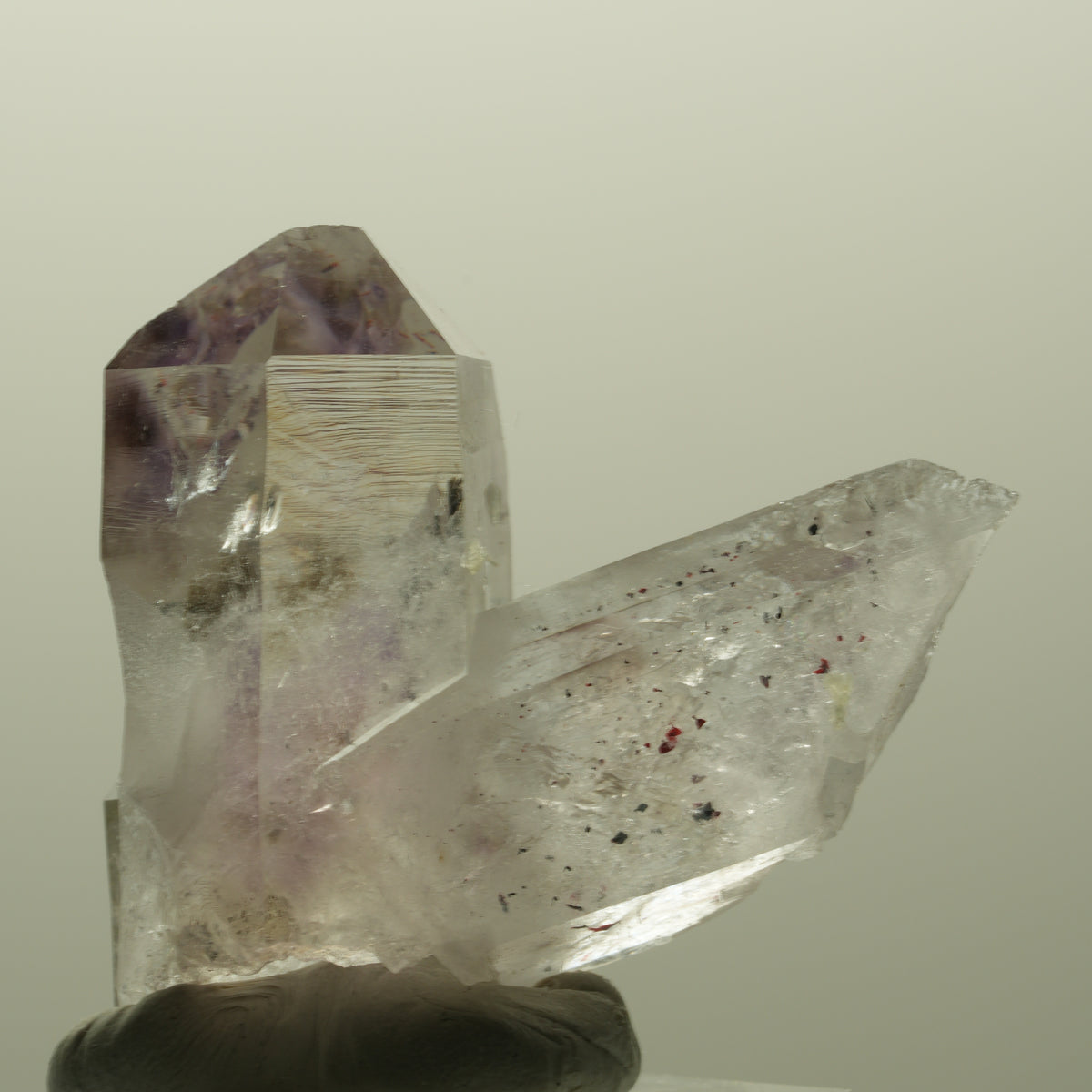 Harlekin Lemurian Phantom Amethyst Gruppe Streep Mine, Goboboseb, Namibia 43*41*24mm #14804