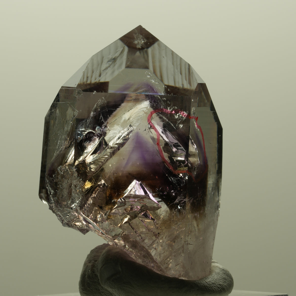 Enhydro Lemurian Phantom Amethyst Spitze, 1x Blase (groß) Streep Mine, Namibia 43*29*27mm #14807