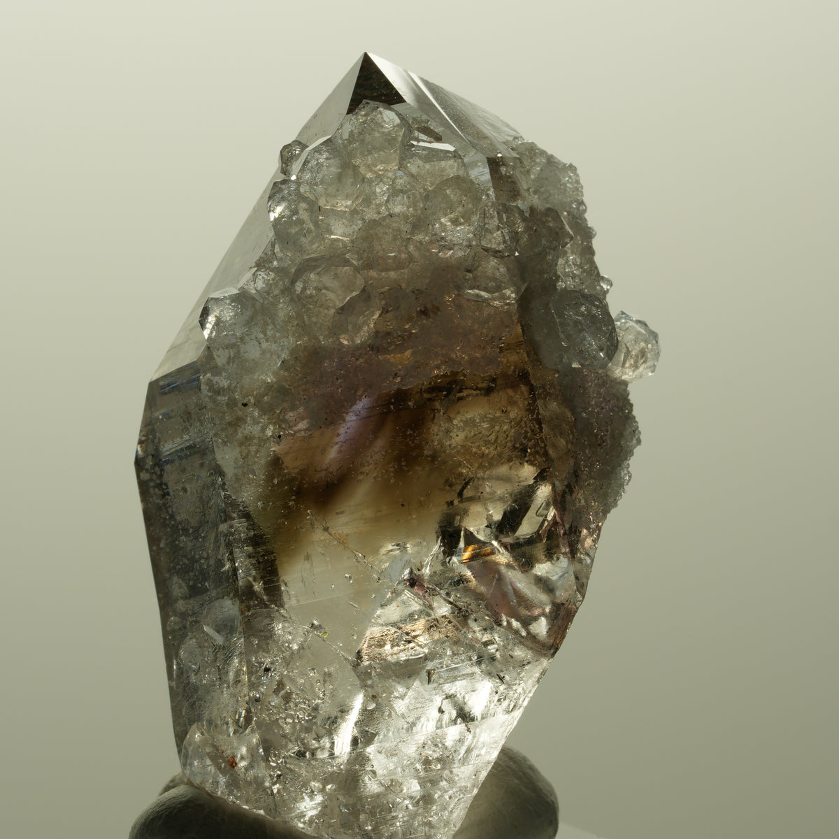 Harlekin Lemurian Phantom Amethyst mit Analcim Streep Mine, Goboboseb, Namibia 51*30*25mm #14809