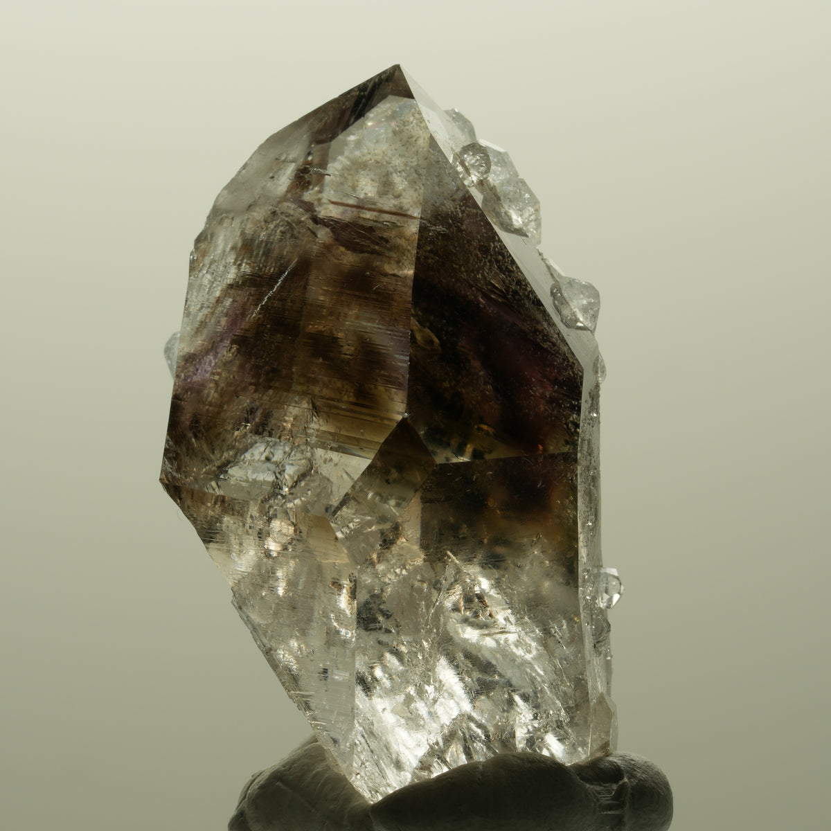 Harlekin Lemurian Phantom Amethyst mit Analcim Streep Mine, Goboboseb, Namibia 51*30*25mm #14809