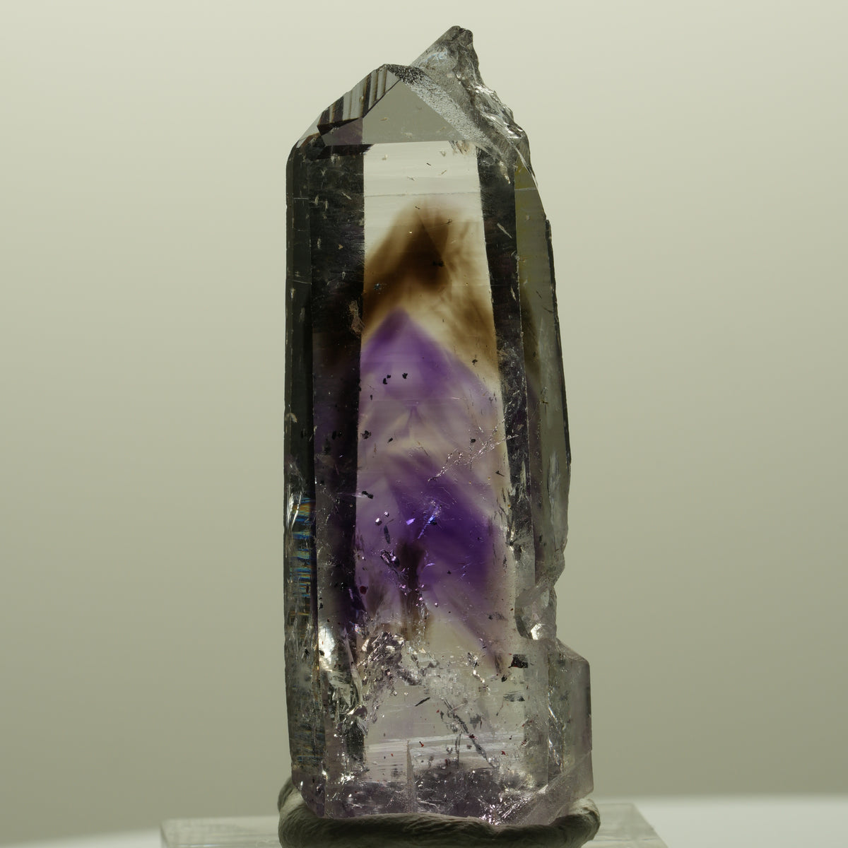 Harlekin Lemurian Skelett Phantom Amethyst Streep Mine, Goboboseb, Namibia 50*17*11mm #14810