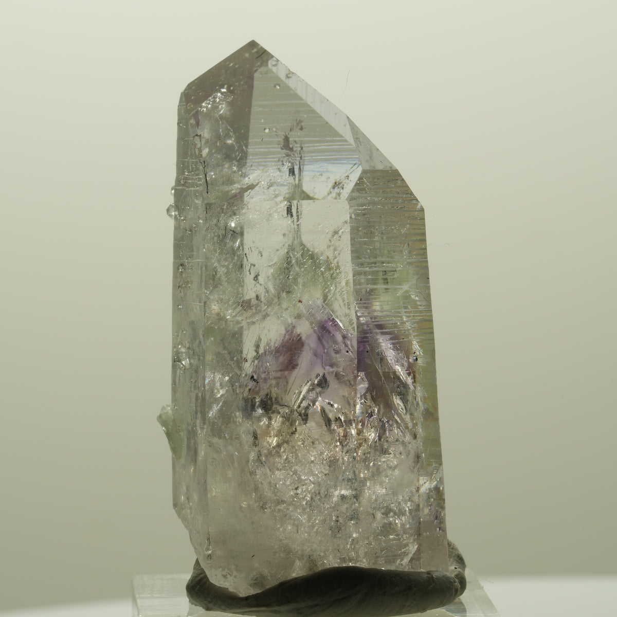 Harlekin Lemurian Phantom Amethyst mit Analcim, Prehnit Streep Mine, Namibia 47*21*25mm #14822