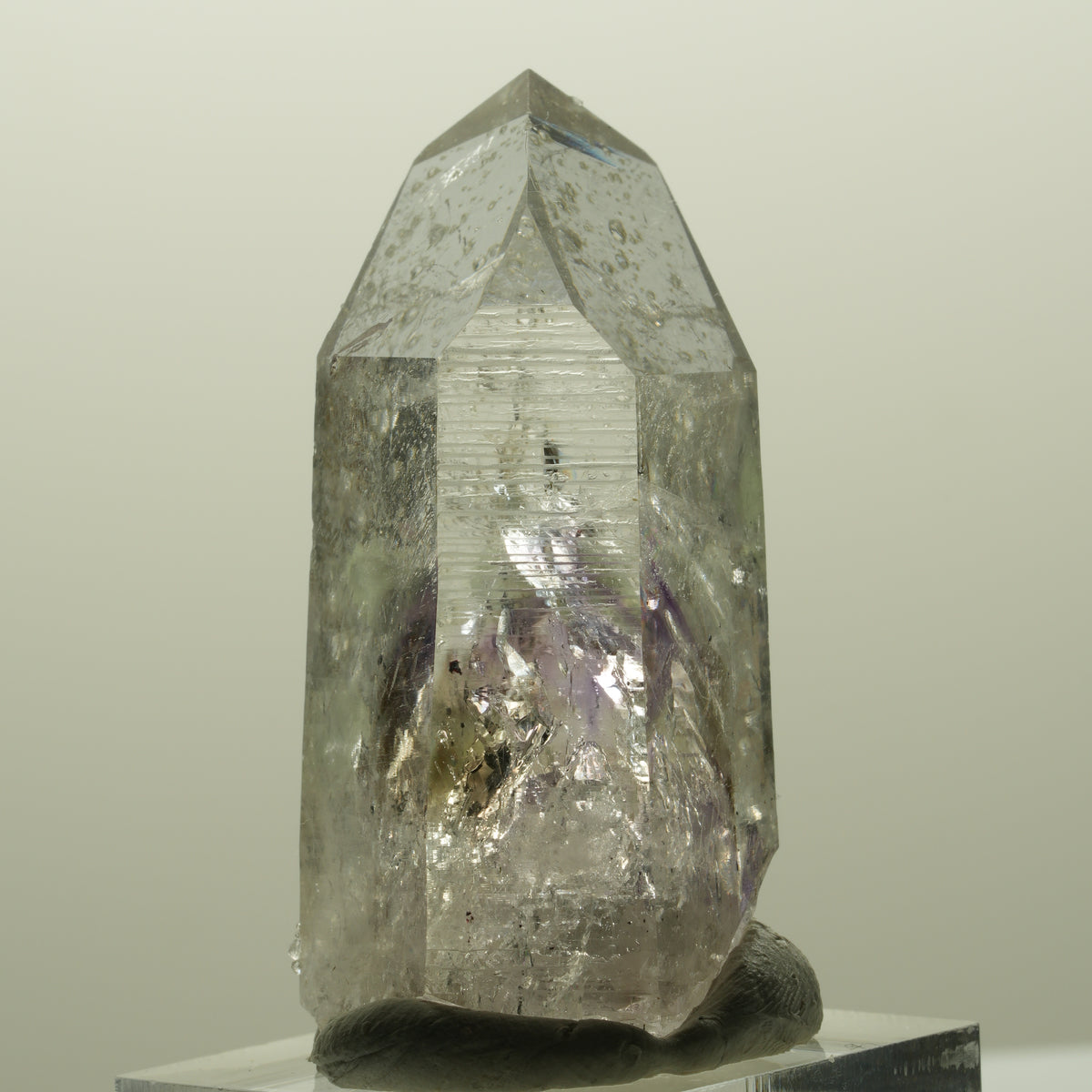 Harlekin Lemurian Phantom Amethyst mit Analcim, Prehnit Streep Mine, Namibia 47*21*25mm #14822