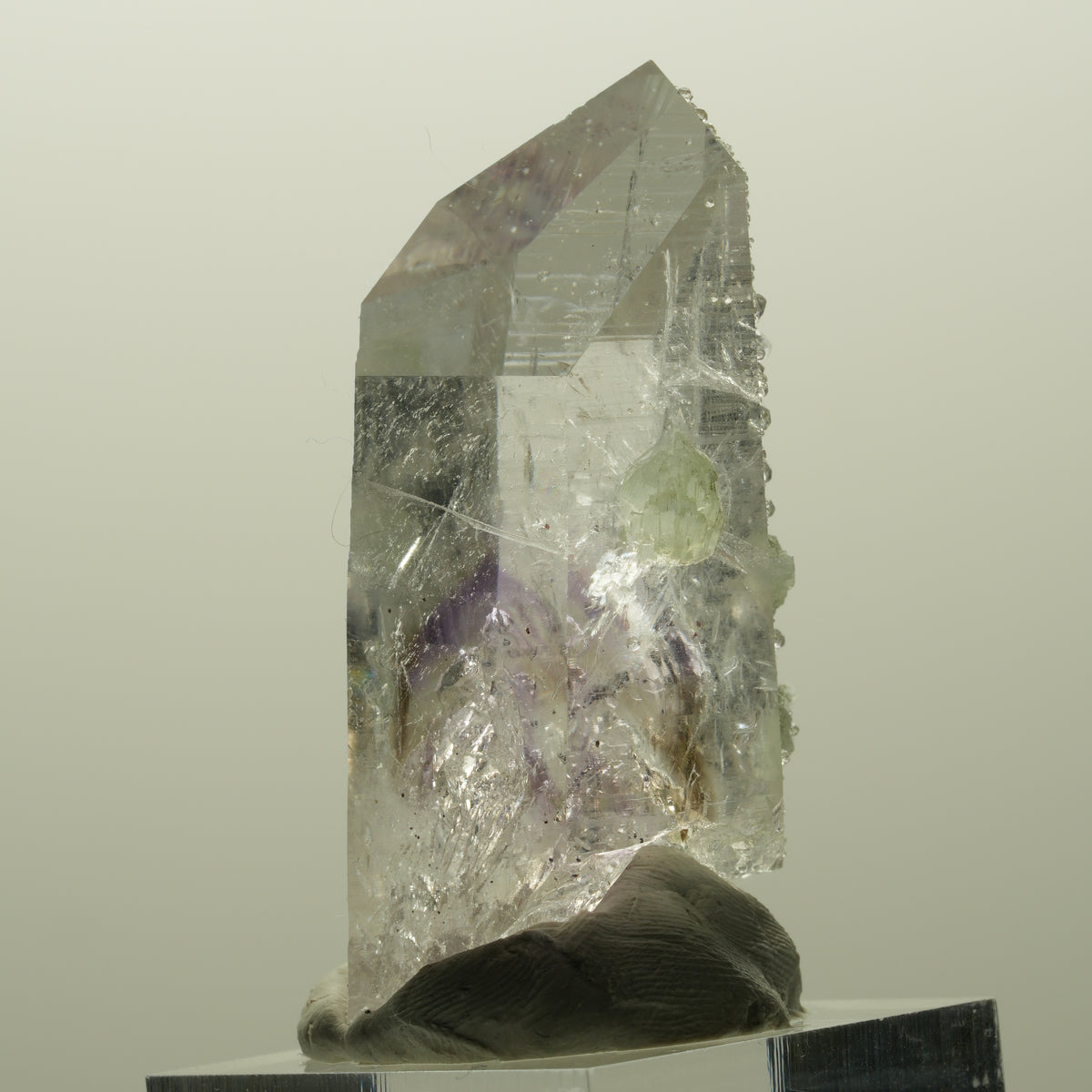 Harlekin Lemurian Phantom Amethyst mit Analcim, Prehnit Streep Mine, Namibia 47*21*25mm #14822