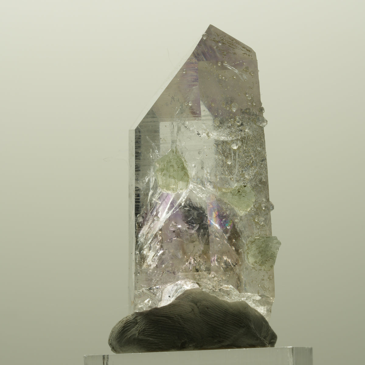Harlekin Lemurian Phantom Amethyst mit Analcim, Prehnit Streep Mine, Namibia 47*21*25mm #14822