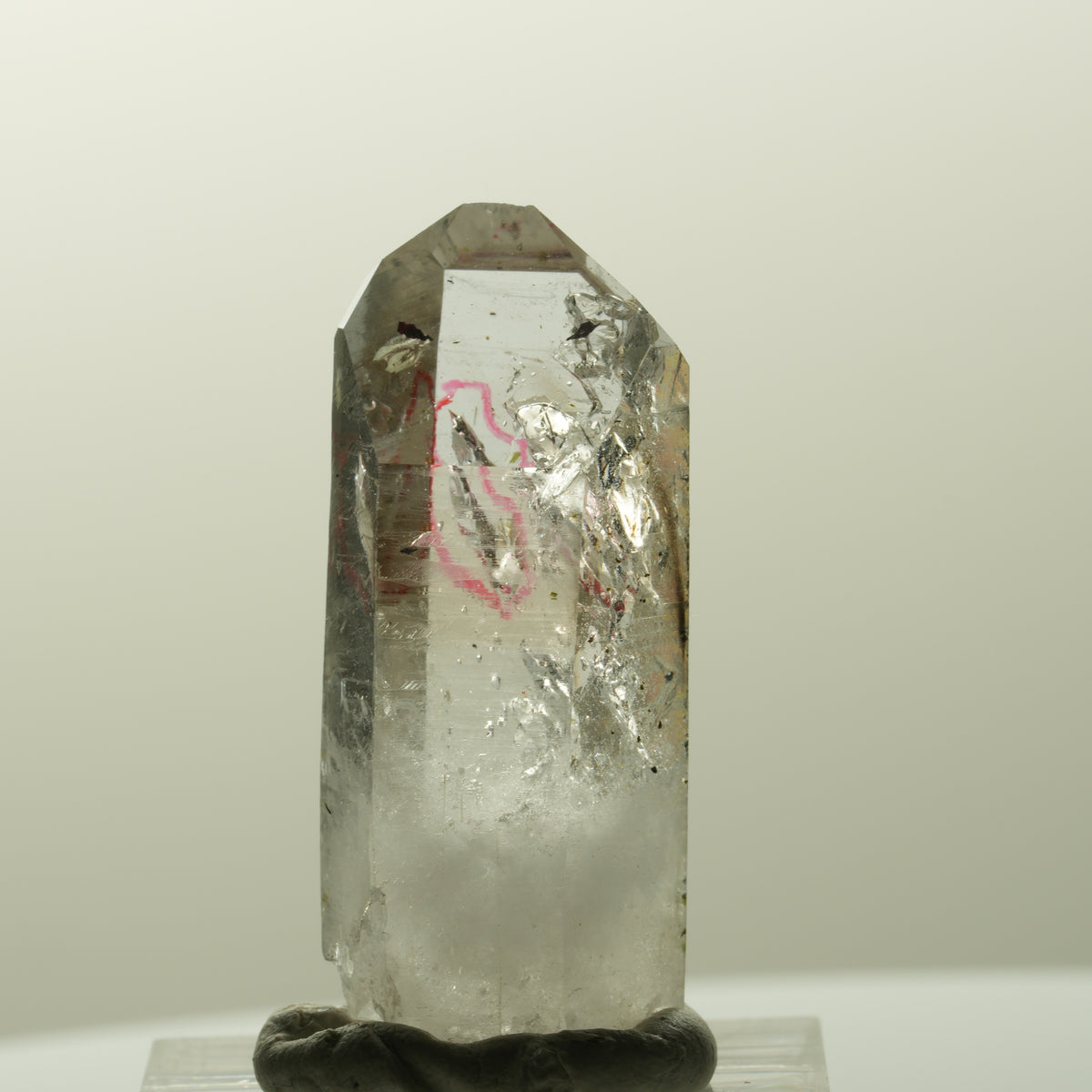 Enhydro Harlekin Lemurian Phantom Rauchquarz, Prehnit Streep Mine, Namibia 37*16*13mm #14831