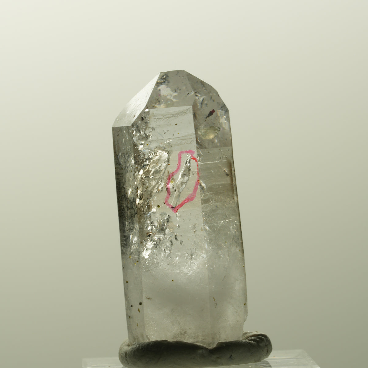 Enhydro Harlekin Lemurian Phantom Rauchquarz, Prehnit Streep Mine, Namibia 37*16*13mm #14831