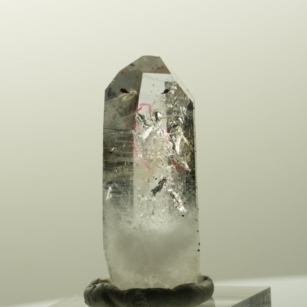 Enhydro Harlekin Lemurian Phantom Rauchquarz, Prehnit Streep Mine, Namibia 37*16*13mm #14831