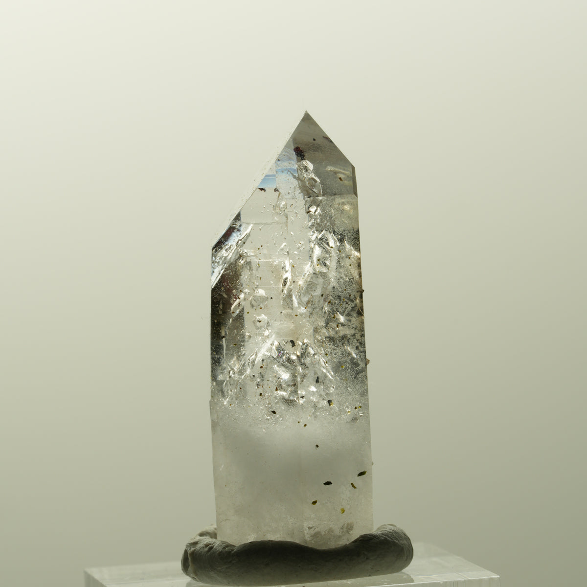 Enhydro Harlekin Lemurian Phantom Rauchquarz, Prehnit Streep Mine, Namibia 37*16*13mm #14831