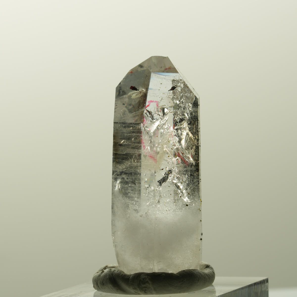 Enhydro Harlekin Lemurian Phantom Rauchquarz, Prehnit Streep Mine, Namibia 37*16*13mm #14831