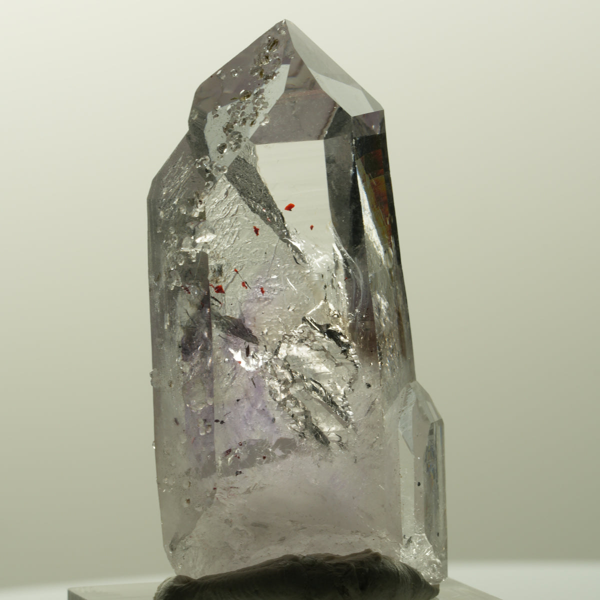 Harlekin Skelett Phantom Amethyst mit Analcim Streep Mine, Goboboseb, Namibia 45*23*16mm #14834