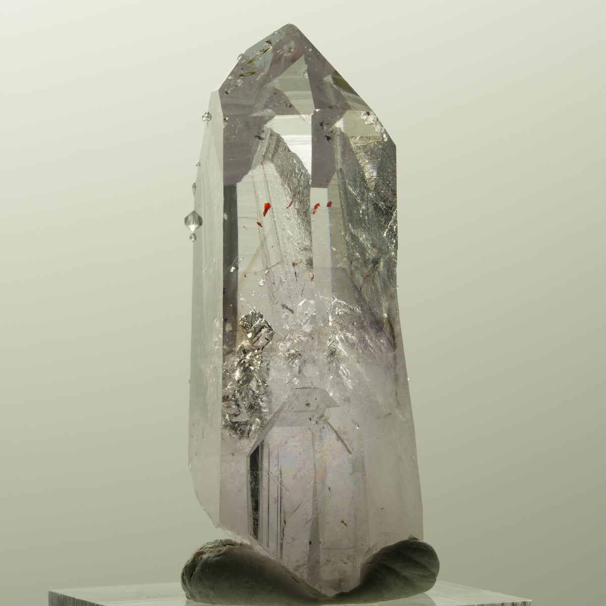 Harlekin Skelett Phantom Amethyst mit Analcim Streep Mine, Goboboseb, Namibia 45*23*16mm #14834