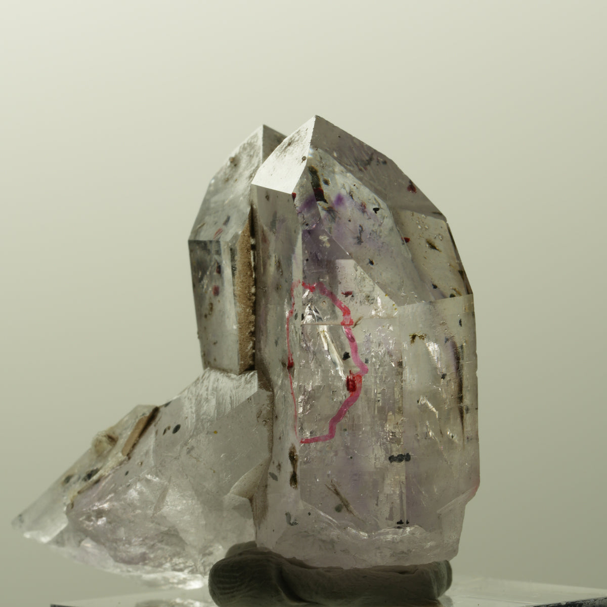 Enhydro Harlekin Phantom Amethyst, Prehnit Epidot 1x Blase Streep Mine, Namibia 36*37*23mm #14835
