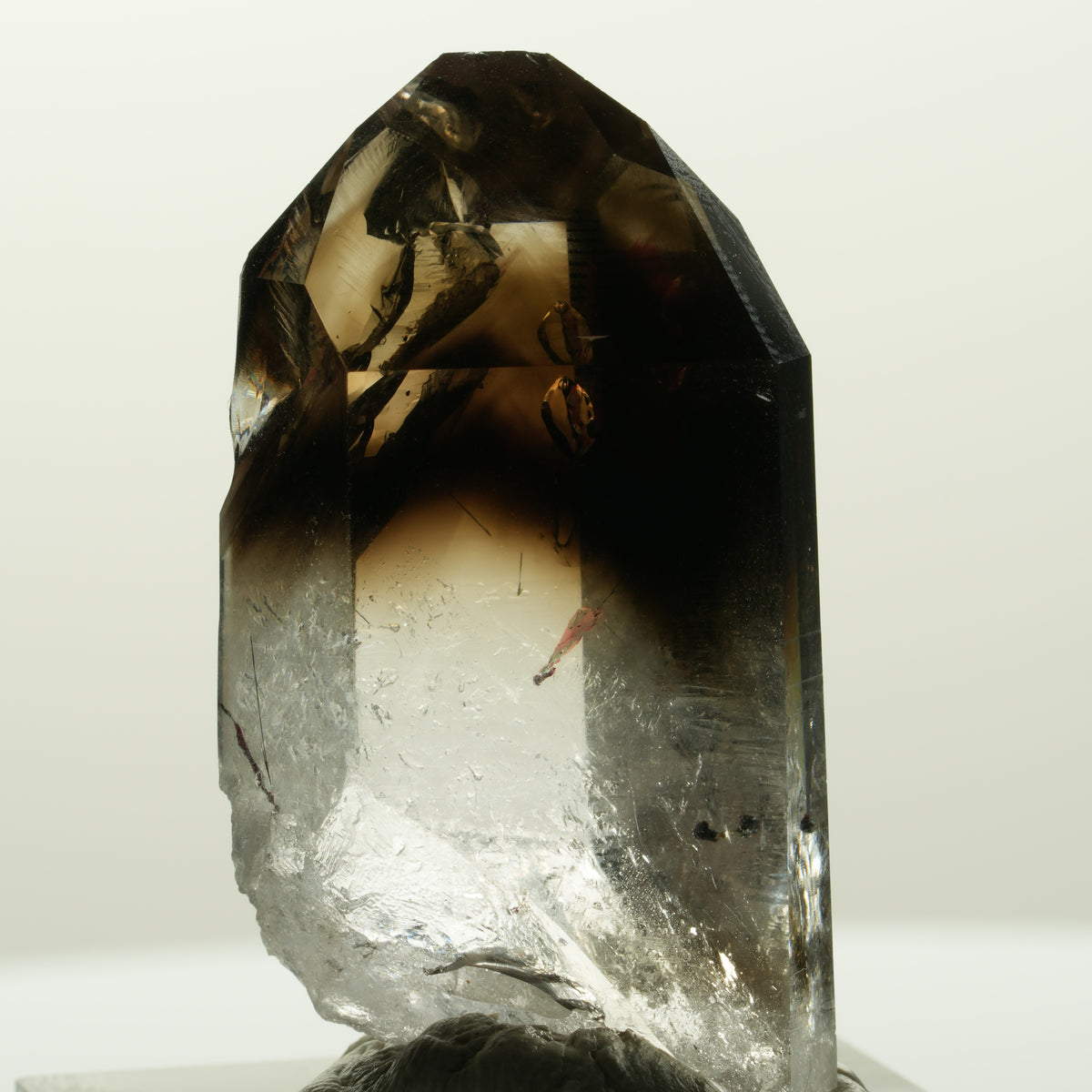 Enhydro Harlekin Lemurian Phantom Rauchquarz, 1x Blase Streep Mine, Namibia 37*22*16mm #14836