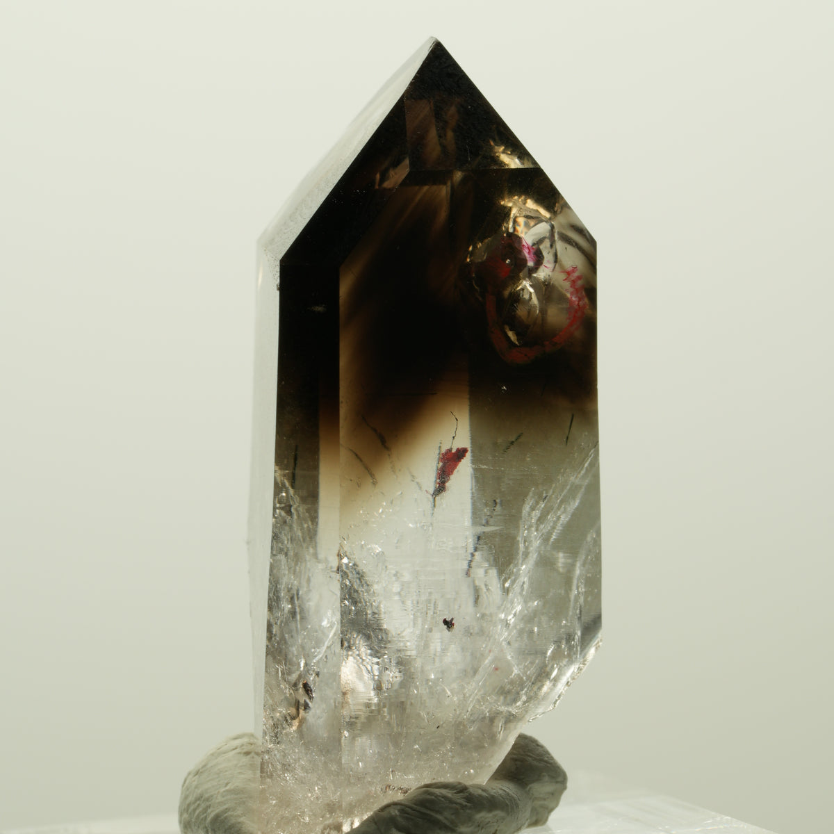 Enhydro Harlekin Lemurian Phantom Rauchquarz, 1x Blase Streep Mine, Namibia 37*22*16mm #14836