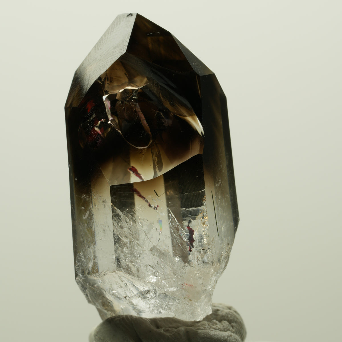Enhydro Harlekin Lemurian Phantom Rauchquarz, 1x Blase Streep Mine, Namibia 37*22*16mm #14836