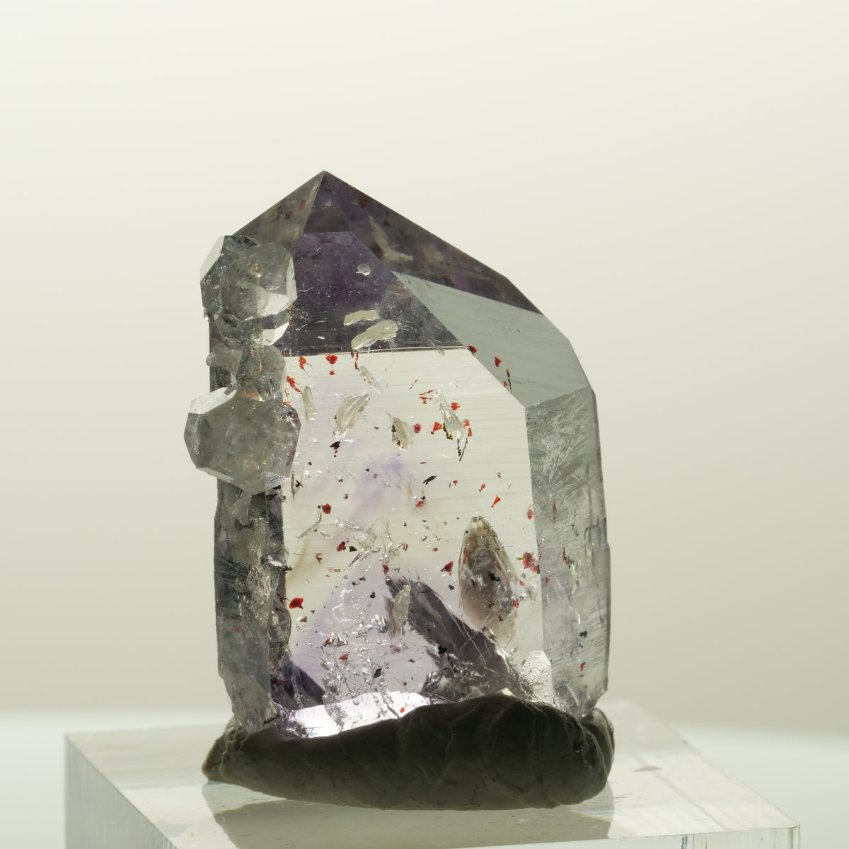Harlekin Skelett Phantom Amethyst mit Analcim Streep Mine, Goboboseb, Namibia 29*20*12mm #14838