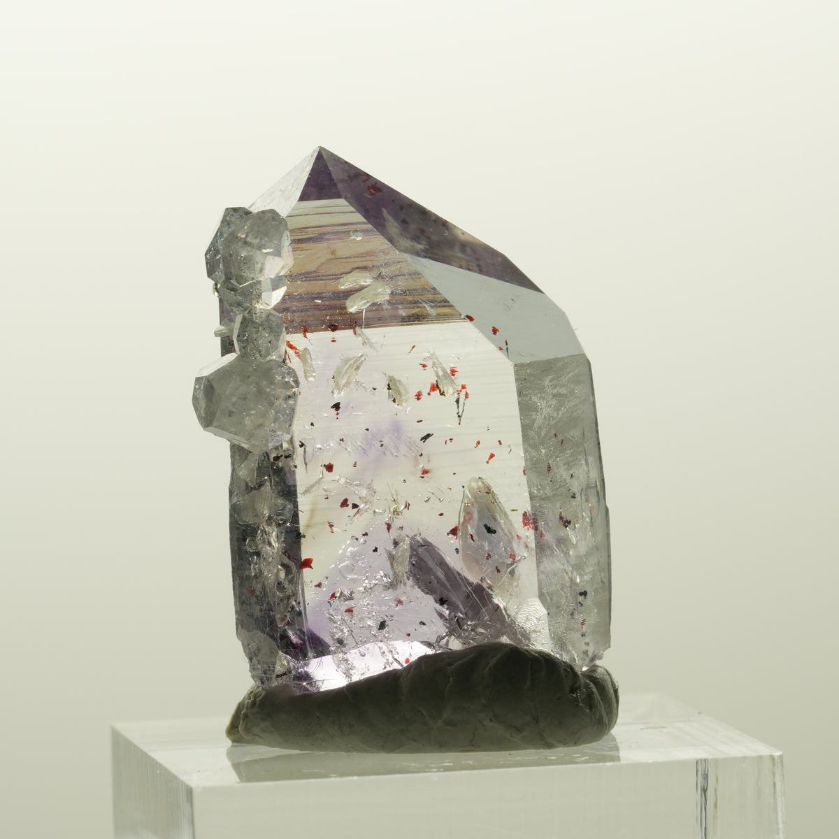 Harlekin Skelett Phantom Amethyst mit Analcim Streep Mine, Goboboseb, Namibia 29*20*12mm #14838