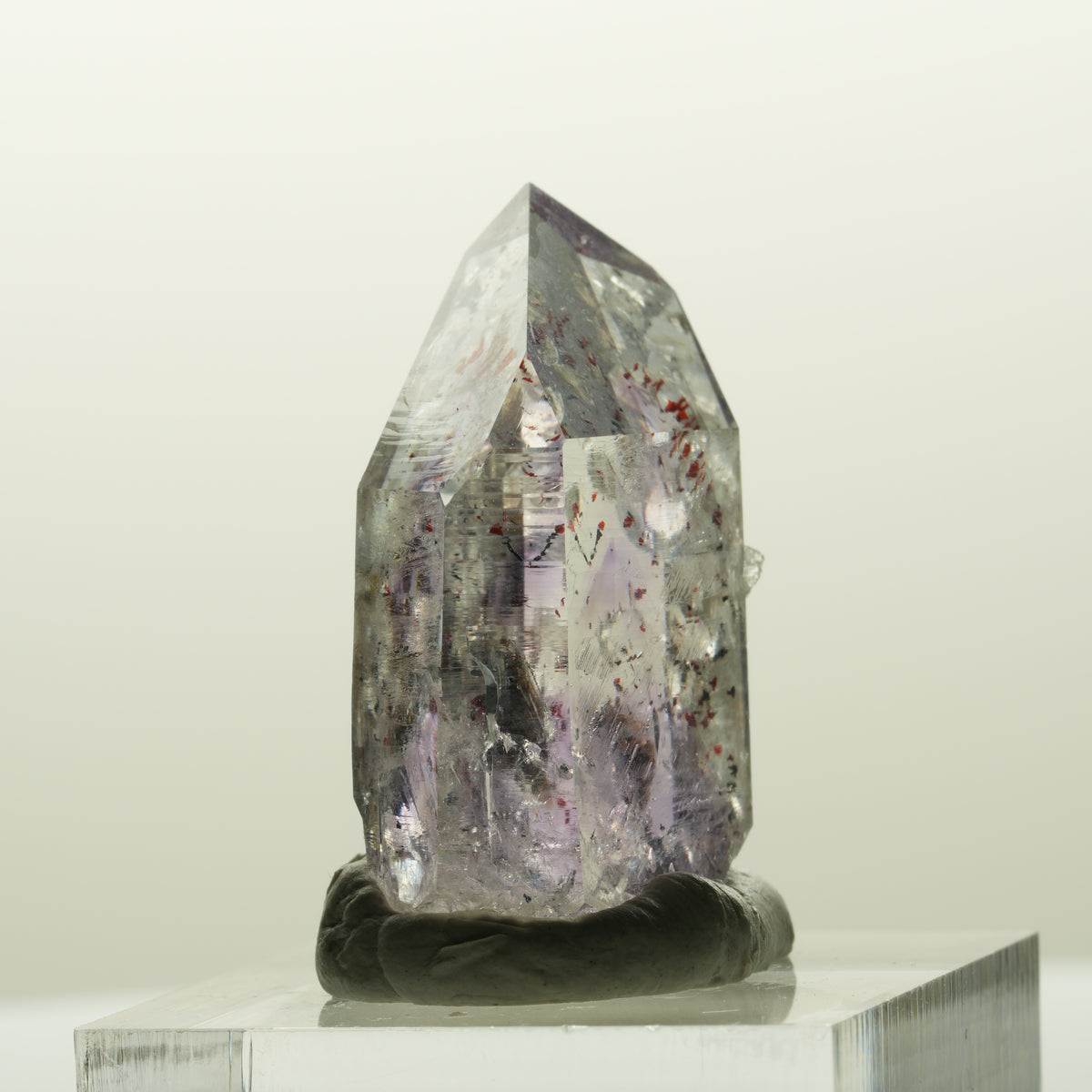 Harlekin Skelett Phantom Amethyst mit Analcim Streep Mine, Goboboseb, Namibia 29*20*12mm #14838