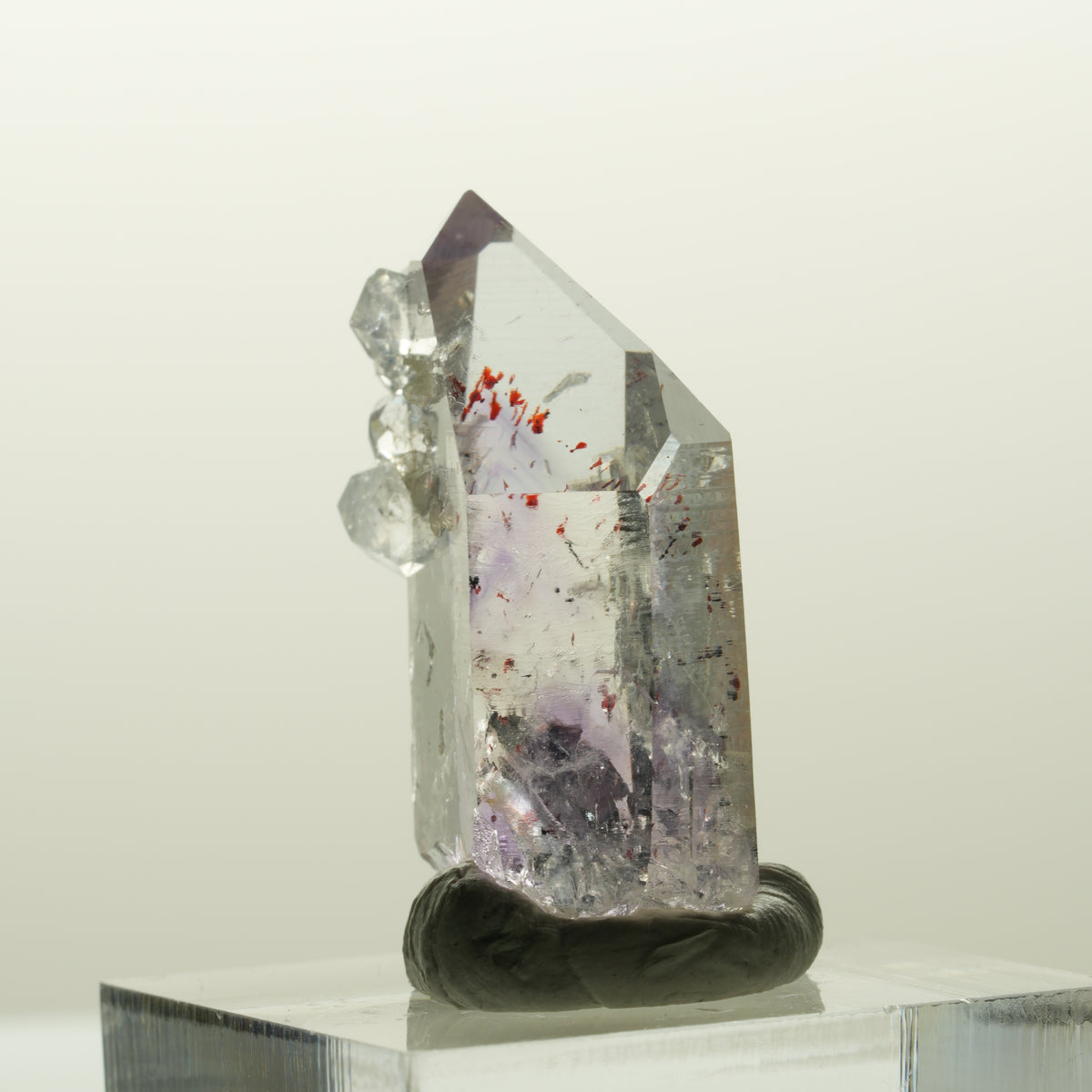 Harlekin Skelett Phantom Amethyst mit Analcim Streep Mine, Goboboseb, Namibia 29*20*12mm #14838
