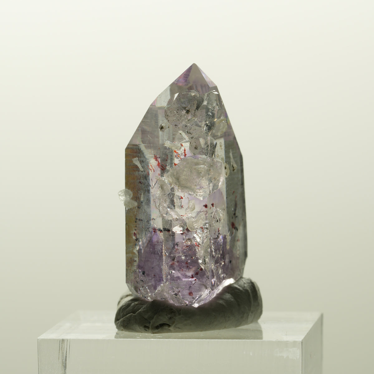 Harlekin Skelett Phantom Amethyst mit Analcim Streep Mine, Goboboseb, Namibia 29*20*12mm #14838