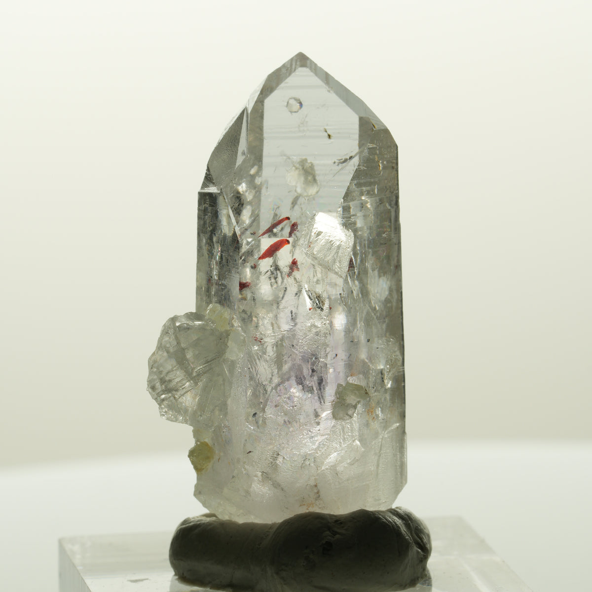 Harlekin Lemurian Phantom Amethyst mit Analcim, Prehnit Streep Mine, Namibia 35*20*13mm #14839