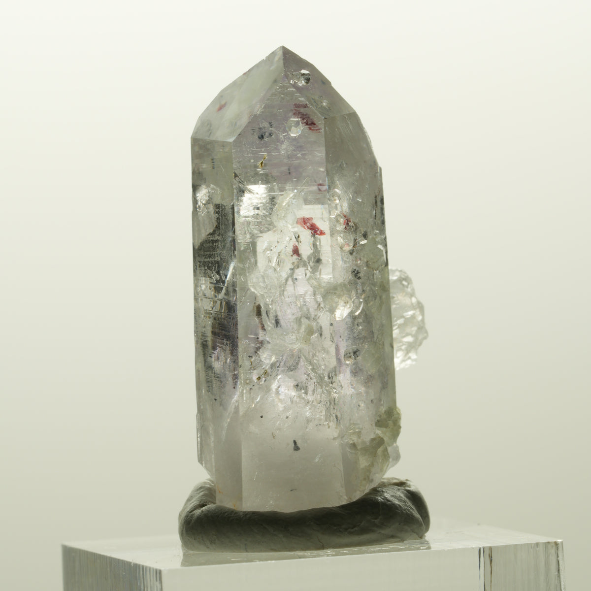 Harlekin Lemurian Phantom Amethyst mit Analcim, Prehnit Streep Mine, Namibia 35*20*13mm #14839