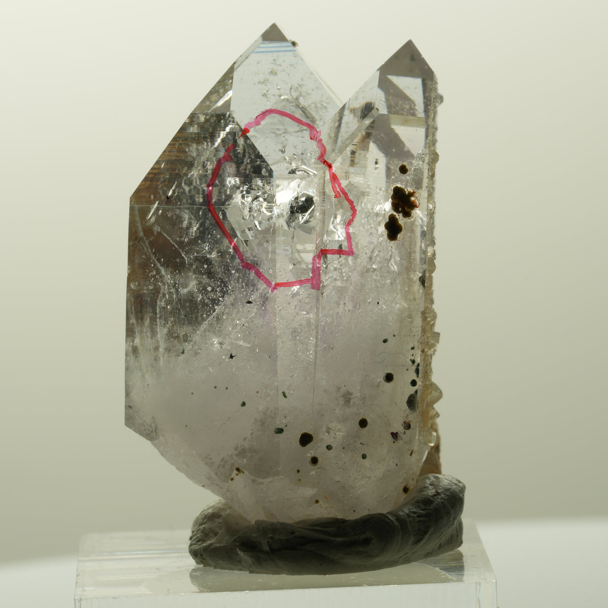 Enhydro Phantom Amethyst mit Analcim, Hämatit, große Blase Streep Mine, Namibia 40*25*19mm #14845