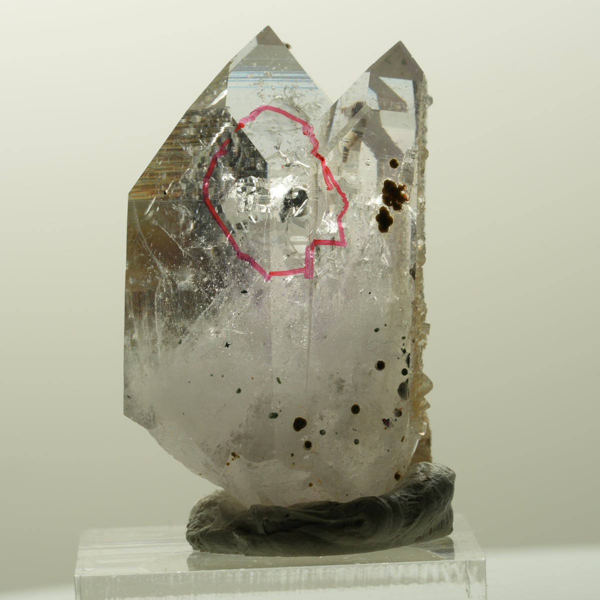 Enhydro Phantom Amethyst mit Analcim, Hämatit, große Blase Streep Mine, Namibia 40*25*19mm #14845