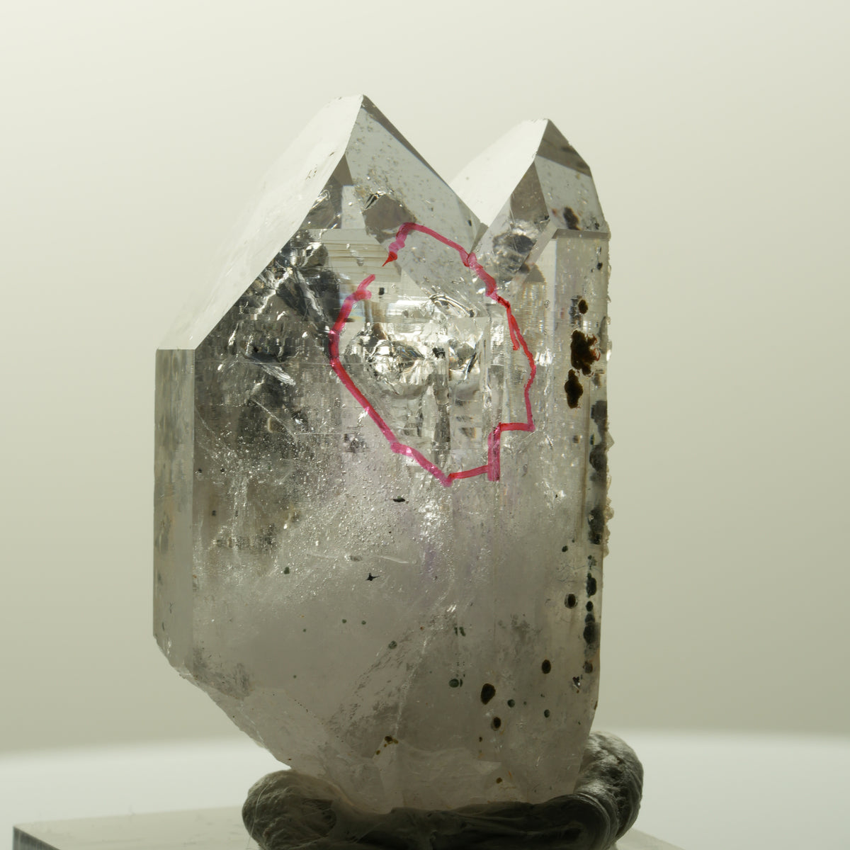 Enhydro Phantom Amethyst mit Analcim, Hämatit, große Blase Streep Mine, Namibia 40*25*19mm #14845
