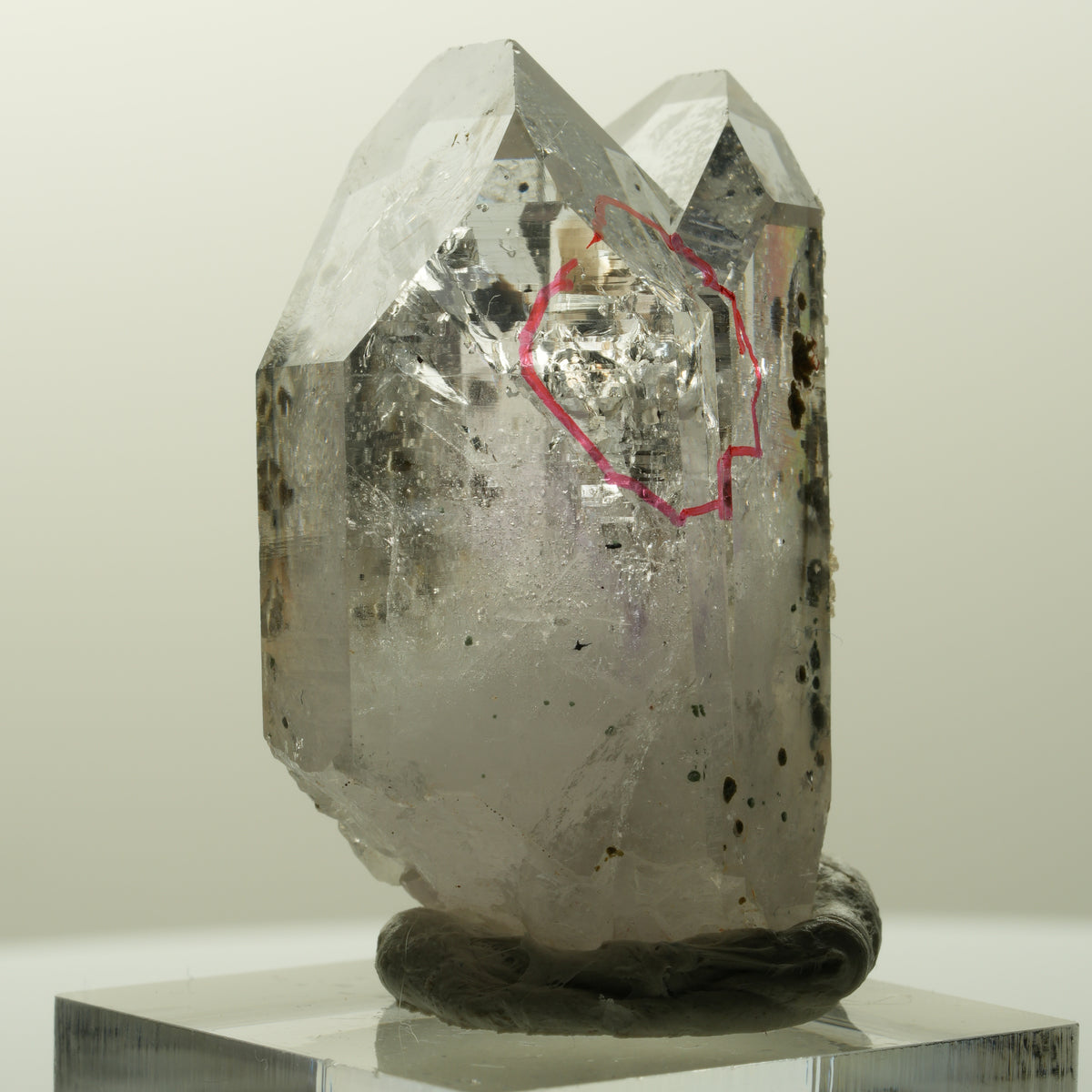Enhydro Phantom Amethyst mit Analcim, Hämatit, große Blase Streep Mine, Namibia 40*25*19mm #14845