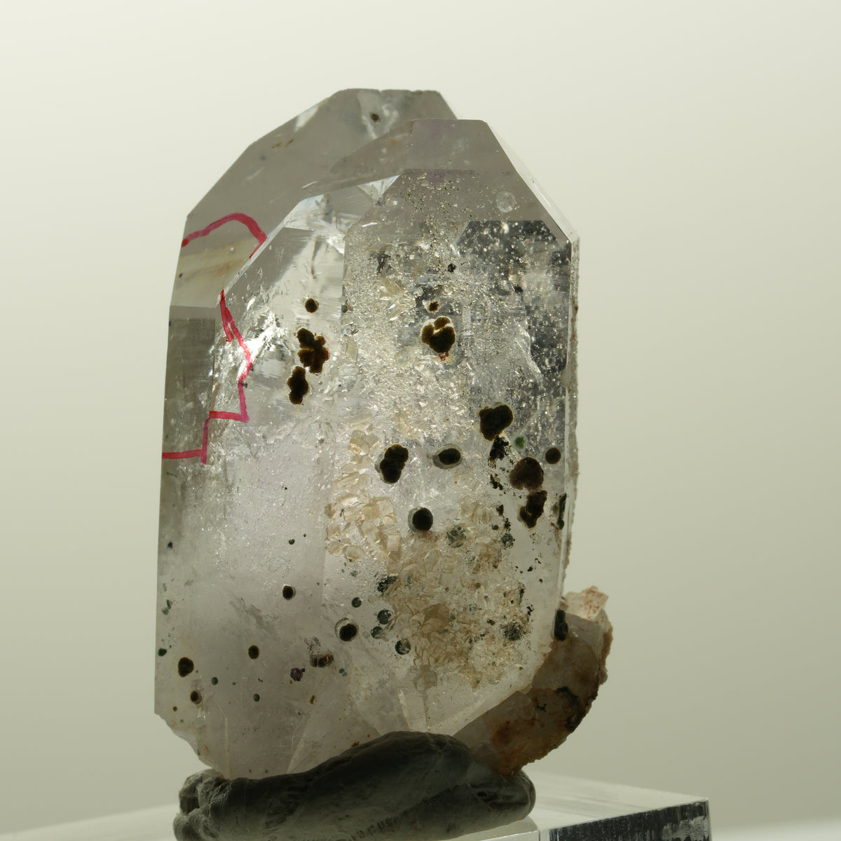 Enhydro Phantom Amethyst mit Analcim, Hämatit, große Blase Streep Mine, Namibia 40*25*19mm #14845