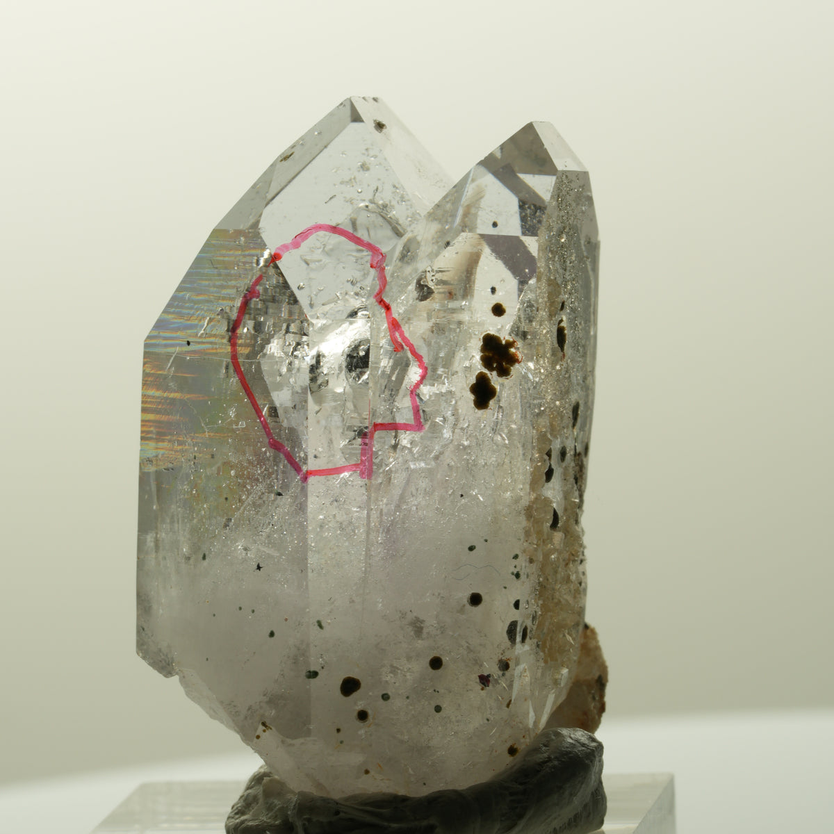 Enhydro Phantom Amethyst mit Analcim, Hämatit, große Blase Streep Mine, Namibia 40*25*19mm #14845