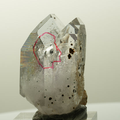Enhydro Phantom Amethyst mit Analcim, Hämatit, große Blase Streep Mine, Namibia 40*25*19mm #14845