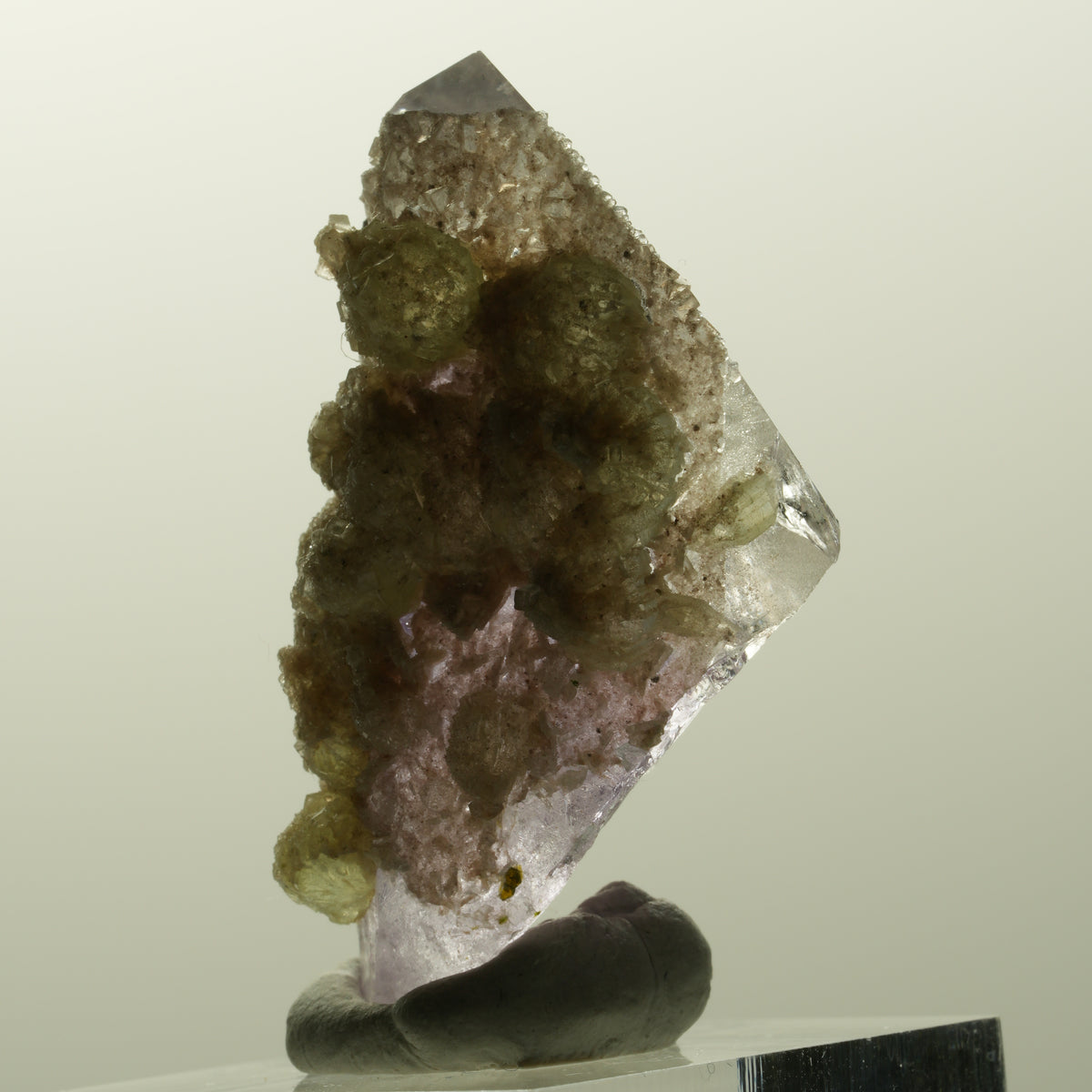 Skelett Phantom Amethyst mit Prehnit, Hämatit Streep Mine, Goboboseb, Namibia 44*24*23mm #14847