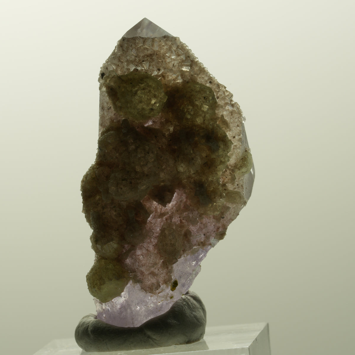Skelett Phantom Amethyst mit Prehnit, Hämatit Streep Mine, Goboboseb, Namibia 44*24*23mm #14847