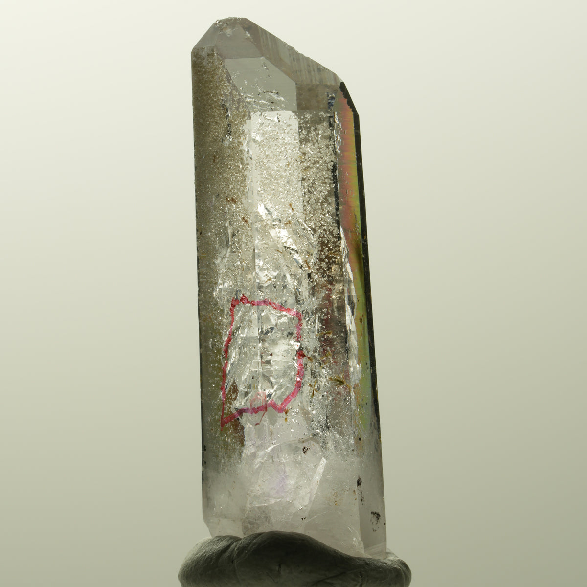 Enhydro Amethyst, Analcim, Hämatit, Epidot, große Blase Streep Mine, Namibia 46*15*11mm #14848
