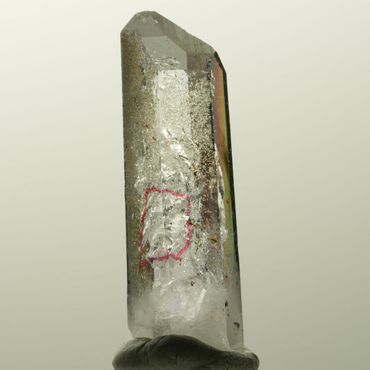 Enhydro Amethyst, Analcim, Hämatit, Epidot, große Blase Streep Mine, Namibia 46*15*11mm #14848