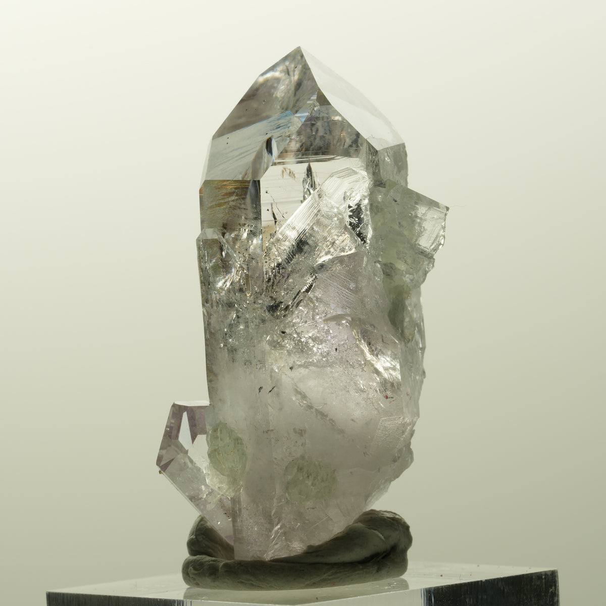 Skelett Phantom Amethyst mit Prehnit, Hämatit Streep Mine, Goboboseb, Namibia 44*24*16mm #14852