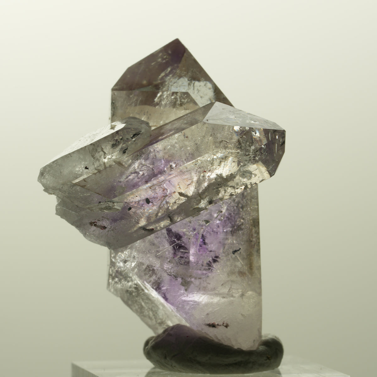 Harlekin Lemurian Phantom Amethyst mit Analcim Streep Mine, Goboboseb, Namibia 42*32*31mm #14853