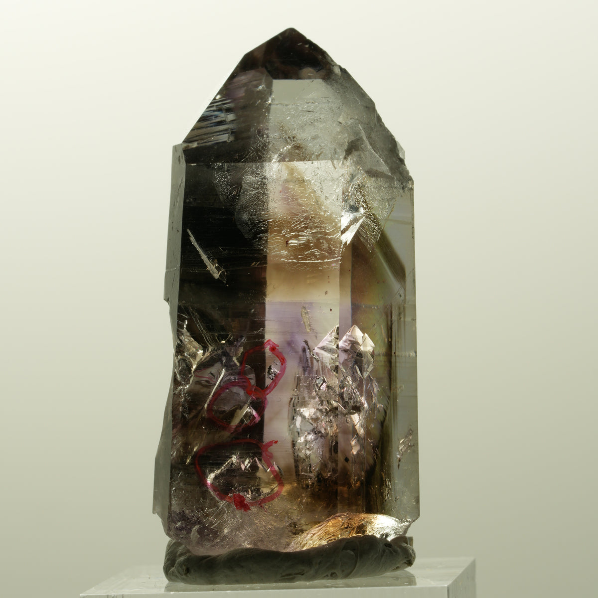 Enhydro Lemurian Phantom Amethyst, Hämatit, 4x Blase Streep Mine Namibia 47*23*20mm #14854